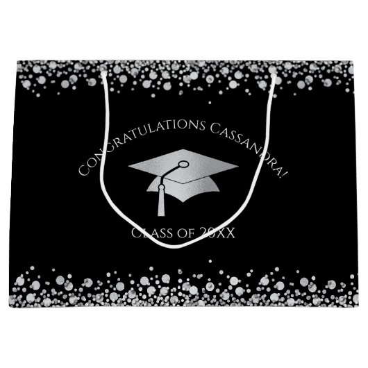 Black and Silver Graduation Groot Cadeauzakje (Voorkant)