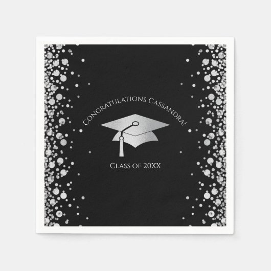 Black and Silver Graduation Servet (Voorkant)