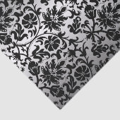 Black and Silver Grey Floral Damask Tissuepapier (Detail)