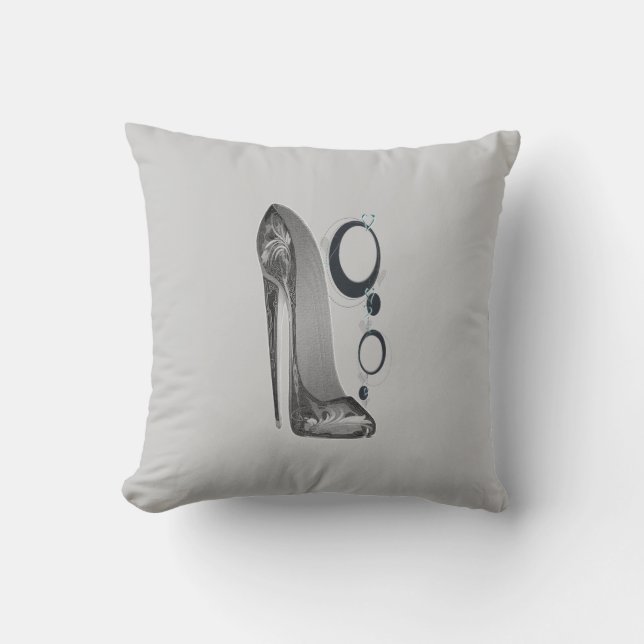 Black and Silver Grey Stiletto and Bangles Pillow Kussen (Voorkant)