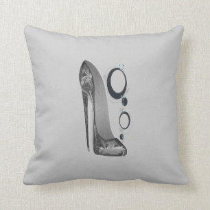 Black and Silver Grey Stiletto and Bangles Pillow Kussen