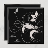 Black and Silver Leaves Fall Wedding Invitation Kaart (Voorkant / Achterkant)