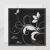 Black and Silver Leaves Fall Wedding Invitation Kaart (Voorkant)