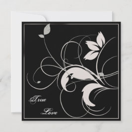 Black and Silver Leaves Fall Wedding Invitation Kaart