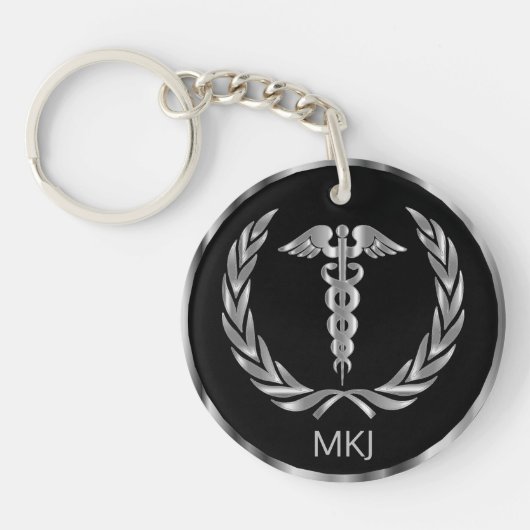 Black and Silver Medical - Monogram Sleutelhanger (Voorkant)