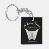 Black and Silver Memorial Angel Wings Voeg foto Ke Sleutelhanger (Voorkant Links)