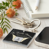Black and Silver Memorial Angel Wings Voeg foto Ke Sleutelhanger (Voorkant Rechts)