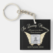 Black and Silver Memorial Angel Wings Voeg foto Ke Sleutelhanger (Voorkant)