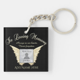 Black and Silver Memorial Angel Wings Voeg foto Ke Sleutelhanger