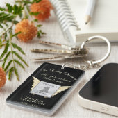 Black and Silver Memorial Angel Wings Voeg foto to Sleutelhanger (Voorkant Rechts)