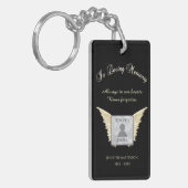 Black and Silver Memorial Angel Wings Voeg foto to Sleutelhanger (Voorkant Links)
