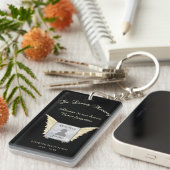 Black and Silver Memorial Angel Wings Voeg foto to Sleutelhanger (Voorkant Rechts)