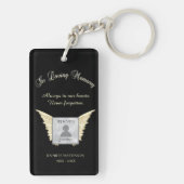 Black and Silver Memorial Angel Wings Voeg foto to Sleutelhanger (achterkant)
