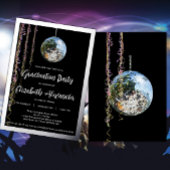 Black and Silver Mirror Ball Afstuderen Folie Uitnodiging