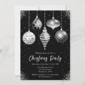 Black and Silver Ornaments Christmas Party Kaart (Voorkant)