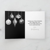 Black and Silver Ornaments Merry Christmas Feestdagen Kaart (Binnen)