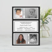 Black and Silver Quad Photo Graduparty Kaart (Staand voorkant)