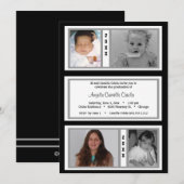 Black and Silver Quad Photo Graduparty Kaart (Voorkant / Achterkant)