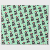 Black and Silver Schnauzer met een Santa Hat Cadeaupapier (Vlak)