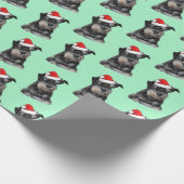 Black and Silver Schnauzer met een Santa Hat Cadeaupapier (Hoek)