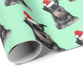 Black and Silver Schnauzer met een Santa Hat Cadeaupapier (Rol Hoek)