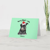 Black and Silver Schnauzer met een Santa Hat Feestdagen Kaart (Voorkant)