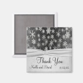 Black and Silver Snowflakes Bedankt Magnet (Voorkant / Achterkant)