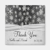 Black and Silver Snowflakes Bedankt Magnet (Voorkant)