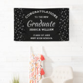 Black and Silver Stars Congrats Afstuderen 2023 Spandoek (Insitu)