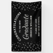 Black and Silver Stars Congrats Afstuderen 2023 Spandoek (Verticaal)