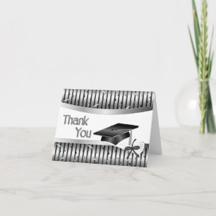 Black and Silver Striped Afstuderen Hartelijk dank Bedankkaart
