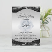 Black and Silver Verjaardag uitnodiging (Staand voorkant)