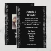 Black and silver wedding photo invitation kaart (Voorkant / Achterkant)