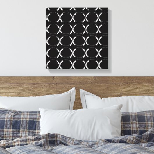 Black and Silver X and O Art Canvas Afdruk (Insitu (Slaapkamer))