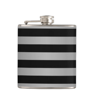Black and Silvery Grey Stripes Pattern Heupfles