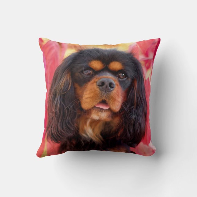 Black and Tan Cavalier King Charles Spaniel Dog Kussen (Achterkant)