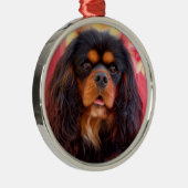 Black and Tan Cavalier King Charles Spaniel Dog Metalen Ornament (Rechts)
