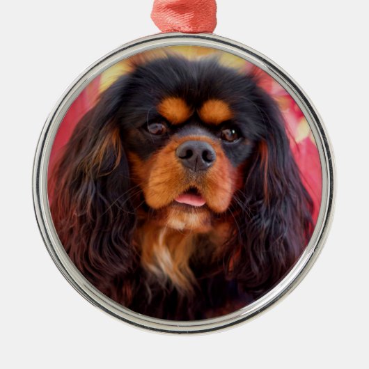 Black and Tan Cavalier King Charles Spaniel Dog Metalen Ornament (Voorkant)