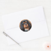 Black and Tan Cavalier King Charles Spaniel Dog Ronde Sticker (Envelop)