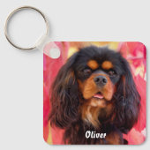 Black and Tan Cavalier King Charles Spaniel Dog Sleutelhanger (Voorkant)