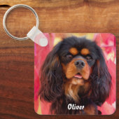 Black and Tan Cavalier King Charles Spaniel Dog Sleutelhanger (Voorkant)
