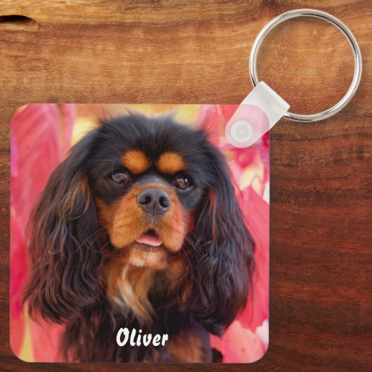 Black and Tan Cavalier King Charles Spaniel Dog Sleutelhanger (Achterkant)