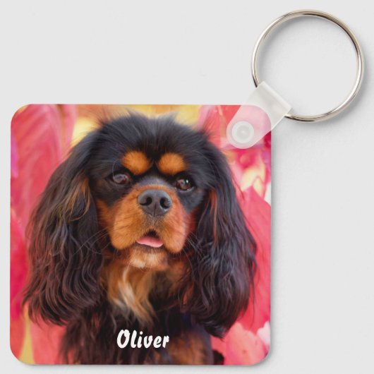 Black and Tan Cavalier King Charles Spaniel Dog Sleutelhanger (Achterkant)