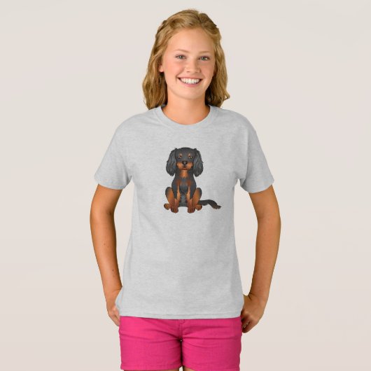 Black and Tan Cavalier King Charles Spaniel Dog T-shirt (Voorkant volledig)