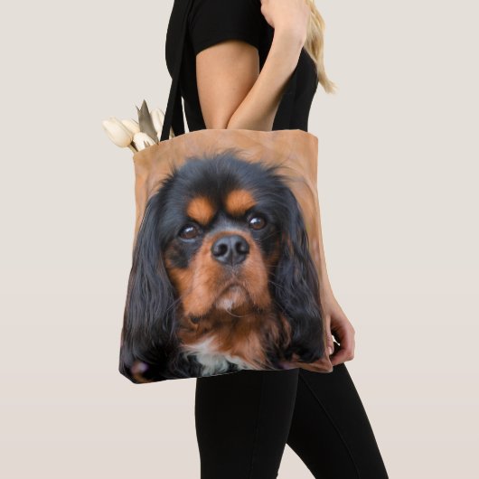 Black and Tan Cavalier King Charles Spaniel Dog Tote Bag (Dichtbij)