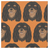 Black and Tan Cavalier King Charles Spaniel Fabric Stof (Close Up)