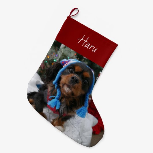 Black and Tan Cavalier King Charles Spaniel Grote Kerstsok (Voorkant (Hangend))