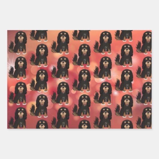 Black and Tan Cavalier King Charles Spaniel   Inpakpapier Vel (Voorkant 2)