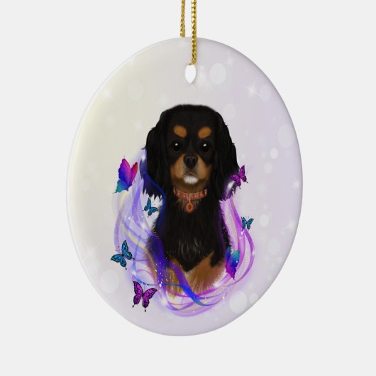 Black and Tan Cavalier King Charles Spaniel  Keramisch Ornament (Rechts)