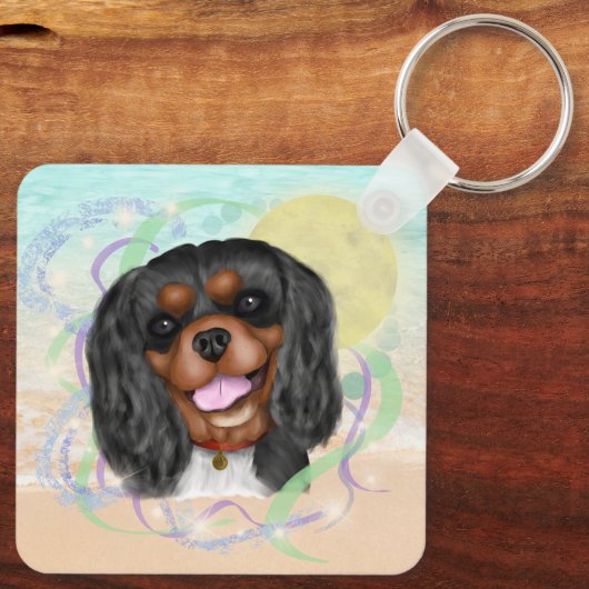 Black and Tan Cavalier King Charles Spaniel Sleutelhanger (Achterkant)